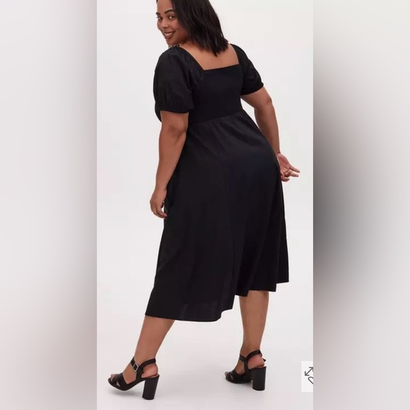 Torrid Black Poplin Puff Sleeve Midi Dress New Tag! Womens Size 4X - Picture 6 of 8